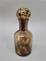 Tortoiseshell Glass Decanter with Bulb Stopper vtg