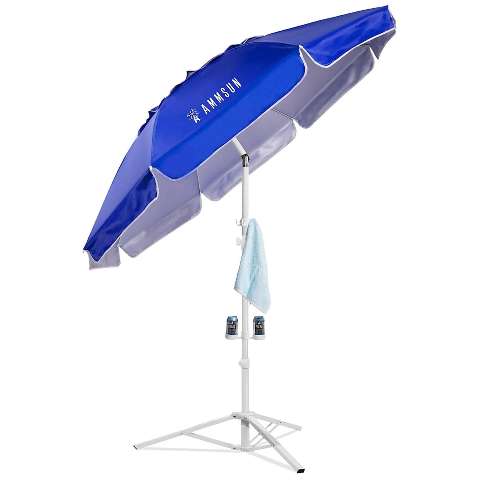AMMSUN Portable Umbrella with Stand, 6.5ft Sun Sha