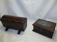2pc Vintage Wood Trinket / Keeper Boxes