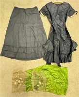 EARLY 1900'S CLOTHES - DRESS, SLIP AND SCARF