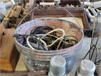 Oval Bucket W/Assorted Cords & Wires