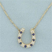 Sapphire and Diamond Lucky Horseshoe Necklace in 1