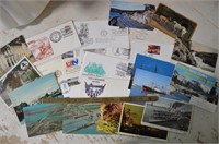 Vintage postcards, stamped envelopes