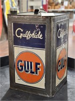 5GAL "Gulfpride" Square Motor Oil Can