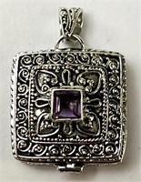 Solid Sterling Amethyst "Poison" Pendant 4 Grams