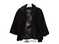 Women's Borgana Black Fabric Fur Coat Size XL