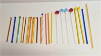 24 Colorful Glass Swizzle Sticks