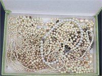 Vintage Jewelry Box Loaded With Costume Pearl