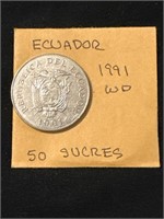 Ecuador 1991  50 Sucres Coin