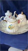 Tea Pot Collection-all English, gold trim-3, w