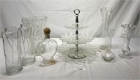8 pcs. Glass Servingware & Vases