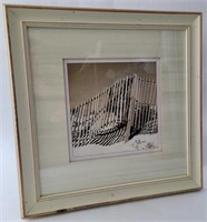 Black & White Print of Old Beach Fence and Dunes,
