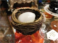 antique glass Easter egg in basket