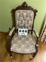 Ornate Victorian Walnut  padded chairWith rollers