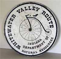 Whitewater Valley Route Indiana sign, metal