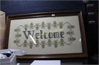 WELCOME NEEDLEPOINT FRAMED