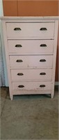 Painted 5 Drawer Pine Chest With Brass Pulls
