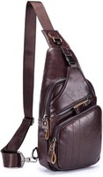 *NEW*$75 Unisex Crossbody Leather Sling Bag, Tan