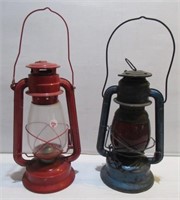 (2) Vintage oil lamps including Dietz red globe.
