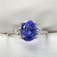 Certified 10K  Tanzanite(1.2ct) Diamond(0.18ct) Ri