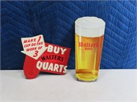(2) rare WALTER'S BEER Cardboard Advert Signs