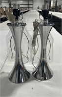 2 PC CATALINA LIGHTING SILVER LAMPS BASES ONLY