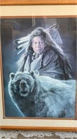 327/950 SIGNED FRAMED 36X30 AMERICAN INDIAN PRINT