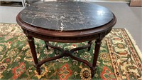 Oval marble top mahagony side table