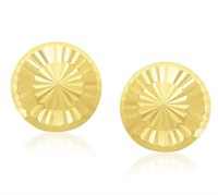 14k Gold Textured Flat Style Stud Earrings