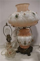 FIGURAL TABLE LAMP & PAINTED MILK GLASS PARLOUR