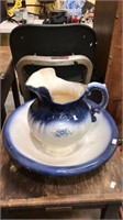 Blue and white wash bowl set with the pitcher ,