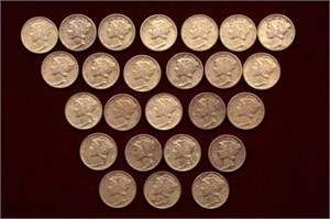 Lot of 25 Mercury Dimes 1939-44