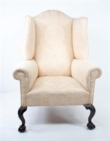 Georgian Style Mahogany Upholstered Wing Chair