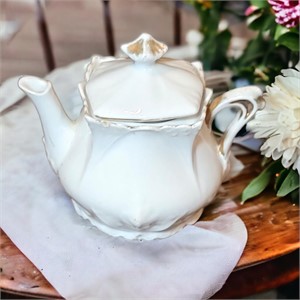 French Country Style White Porcelain Teapot