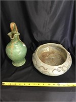 Pottery Bowl And Pitcher