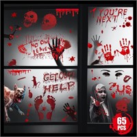 65Pcs Scary Halloween Window Decals x4