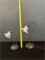 2 Metal Lily Pad Base Tulip Shade Lamps