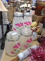 Four piece frosted glass canister set