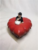 Morirame Occupied Japan Heart Trinket Box 5" long