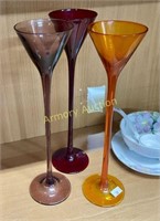 COLORED GLASS TEA LITE STANDS