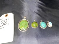 .925 STERLING SILVER TURQUOISE MORE STONE PENDANTS