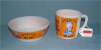 Very rare early NY Mets mug and bowl set