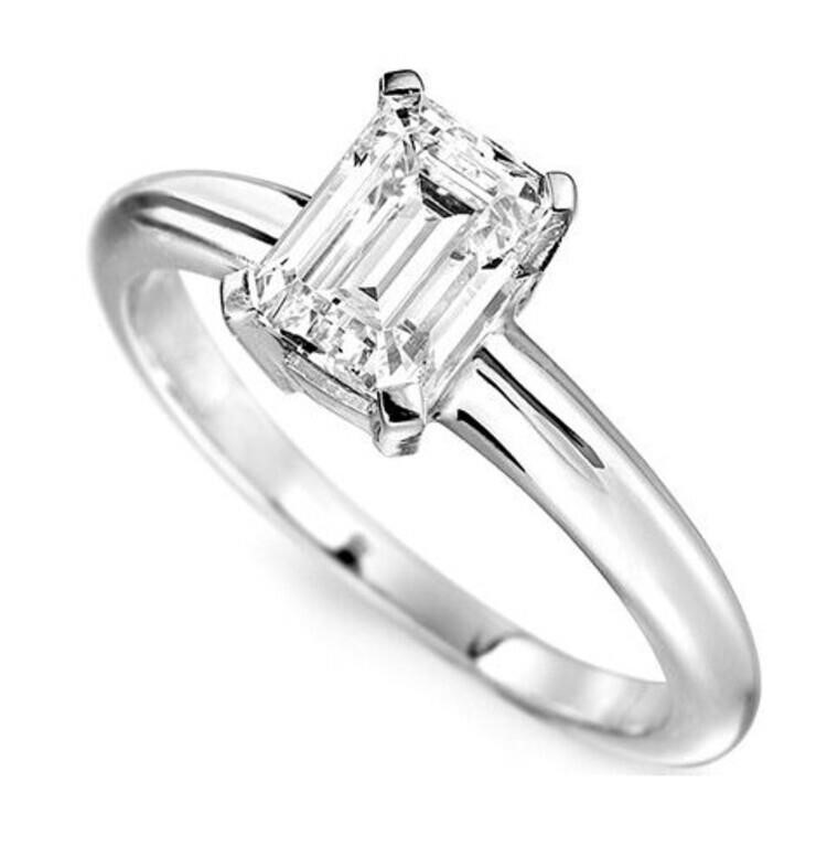 14kt Gold 1.50 ct Emerald Cut Lab Diamond Ring