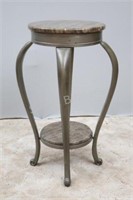 Wood Plant Stand Table with Marble Top
