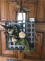 Vintage Metal Basket Door Decor (14"x14")