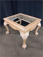 GLASS TOP CHIPPENDALE END TABLE