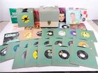 Lot of 45rpm Vinyl Records in Case - Elvis Dick