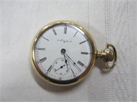 Elgin Victorian Pocket Watch, Open Faced Etched Ba