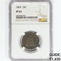 1863 Seated Liberty Quarter NGC PF61