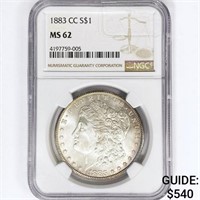 1883-CC Morgan Silver Dollar NGC MS62